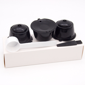 Lot de 3 capsules de café réutilisables noires pour <span class=keywords><strong>Dolce</strong></span> <span class=keywords><strong>Gusto</strong></span>, capsules en plastique rechargeables pour plus de 100 utilisations pour tous les cafetières - Product Image 1