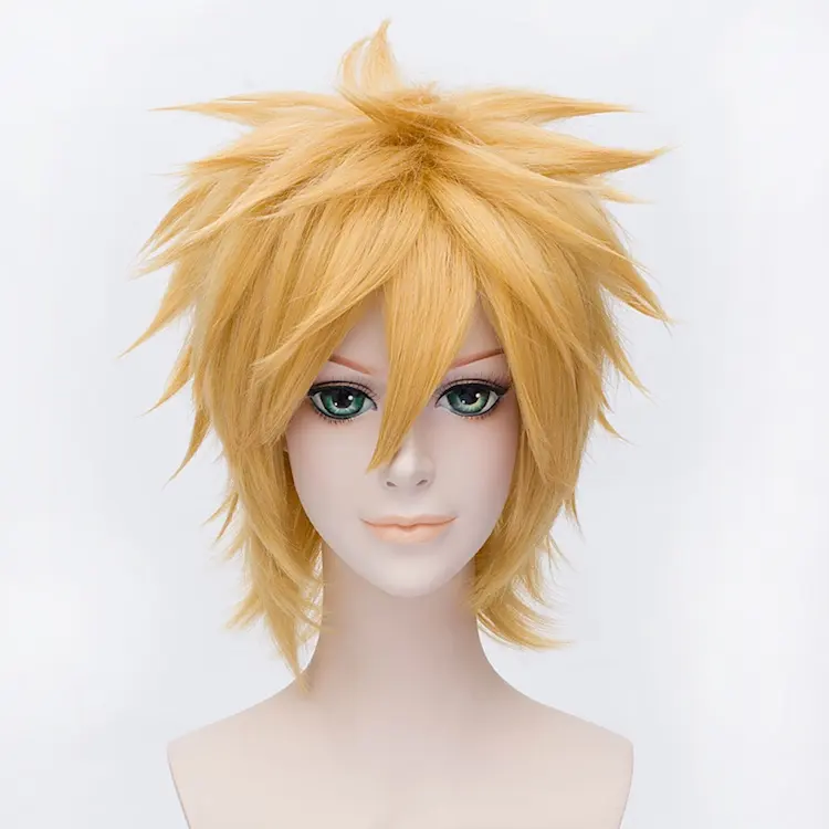 Short Synthetic cosplay wig yellow anime wig