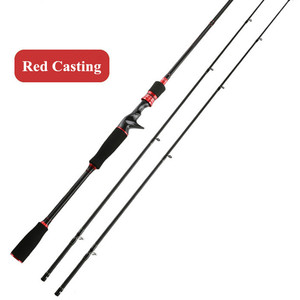Canne à pêche Casting en carbone avec 2 pointes de canne, 2.1m 2.4m canne à pêche Baitcasting pour calmar brochet