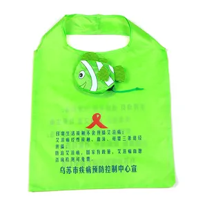 2024定制标志印花水果聚酯尼龙可重复使用可折叠杂货购物袋