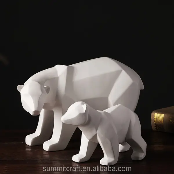 गृह सजावट मूर्तिकला origami बहुभुज ध्रुवीय भालू मूर्तिकला राल सफेद पशु गृह सजावट