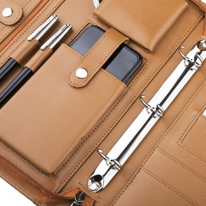 Tài Liệu Padfolio Cá Nhân Hóa Doanh Nghiệp Nâu <span class=keywords><strong>Zipper</strong></span> Tập Tin Thư Mục Kinh Doanh PU Leather A4 Danh Mục Đầu Tư - Product Image 5