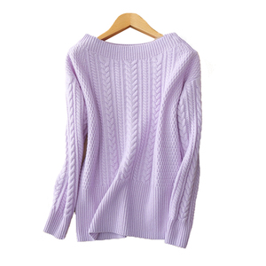 Pulls épais pour femmes, hauts de couleur pure, <span class=keywords><strong>pull</strong></span> décontracté d'hiver, lourd pour femmes - Product Image 4
