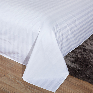 100% Cotton 60*40S 3 Cm Satin Sọc Bán Buôn Khách Sạn Linen Trắng Tấm Ga Trải Giường Đặt Nữ Hoàng King Kích Thước Tùy Chỉnh Tấm Trải Giường Bộ Đồ Giường - Product Image 4