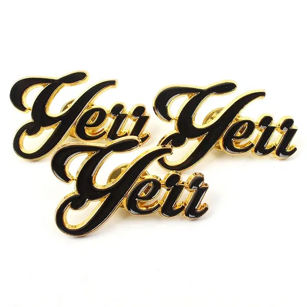 Hard Metal Badges Wholesale Custom Brand Name 3D Letters Words Logo Soft Enamel Lapel Pins for Gifts