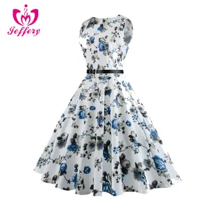 Nova senhora elegante vestido estampado floral com um cinto B017