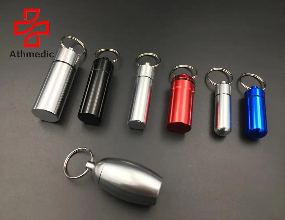 Porte-clés porte-médicaments, Mini boîte à pilules en aluminium de qualité alimentaire athlétique 2022 pour porte-médicaments