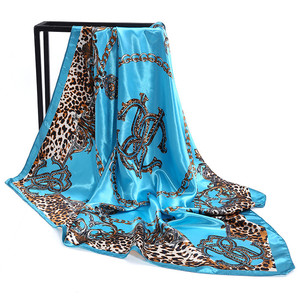 Flower Floral Digital Printed 90x90cm Polyester Satin <strong>Silk</strong> Square <strong>Scarf</strong> <strong>Women</strong> - Product Image 5