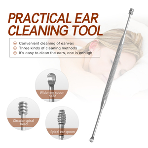 Limpiador de orejas de acero inoxidable de doble punta, herramienta de cuchara para oreja, limpiador de oídos en espiral, removedor de cera, gran oferta - Product Image 2