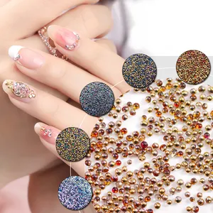 Free Shipping 450grams One Bag 0.6-0.8mm Iridescent Mini Round Micro Caviar Crystal Beads Two-tone Nail Art Glass Beads