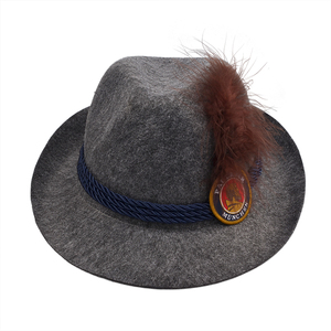 Chapeau <span class=keywords><strong>Paulaner</strong></span> Oktoberfest en feutre gris 100% polyester avec plume - Product Image 3