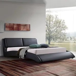Marco de cama suave de cuero Pu de estilo clásico, marco de madera, cama doble, diseños de cama King Size