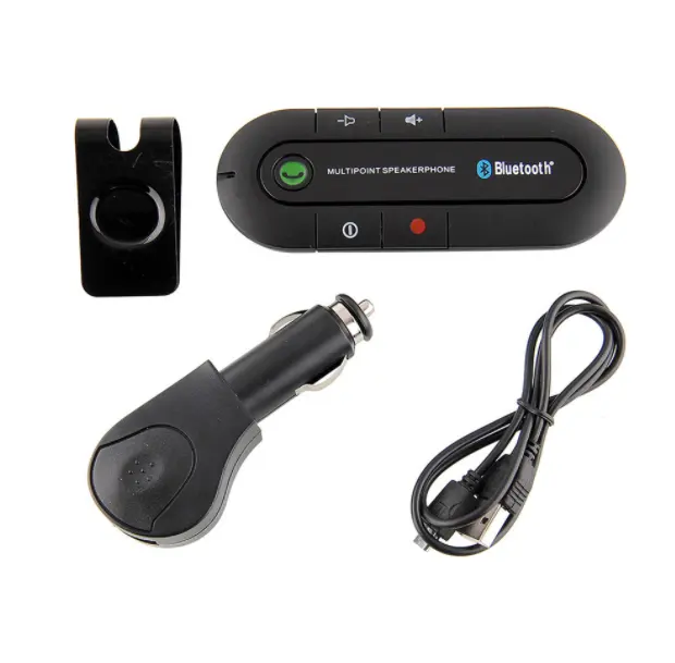 Handsfree Car Bt Speakerphone MP3 Music Player Sun Visor Clip Speakerphone with Car Charger