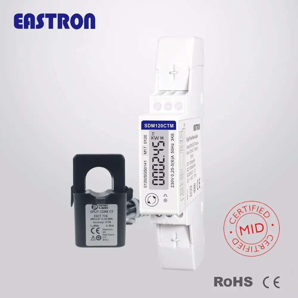 EASTRON SDM120 MID B + D Smart Stromzähler Einphasig RS485 Modbus/M-Bus Stromzähler
