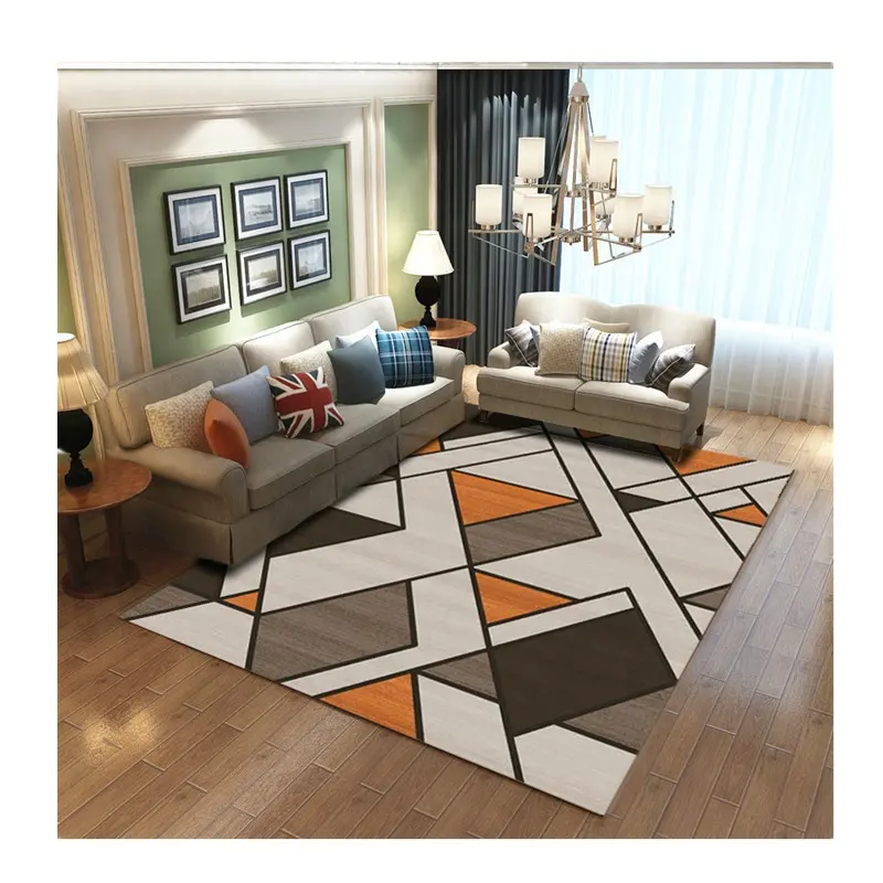 100% polyester modern geometric design living room digital printed carpet