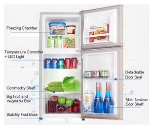 108L Home Appliance National <strong>Used</strong> Fridge Chiller Defrost Double Door Top Freezer White House <strong>Refrigerator</strong> With Interior Light
