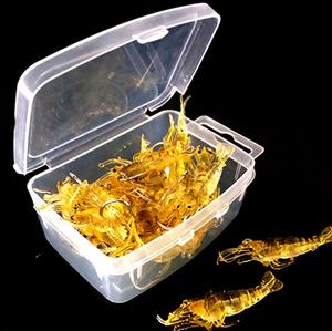 10 pz/scatola Esca da Pesca Artificiale in Plastica Morbida, Simulazione Gamberetto/Gambero 4cm 2g con Amo - Product Image 6