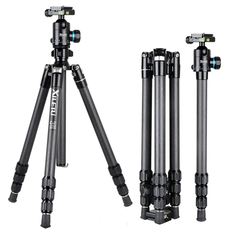 XILETU XT-264C+T1 Professional lightweight portable carbon fiber tripod for Canon Sony Nikon Cameras And Video Camera