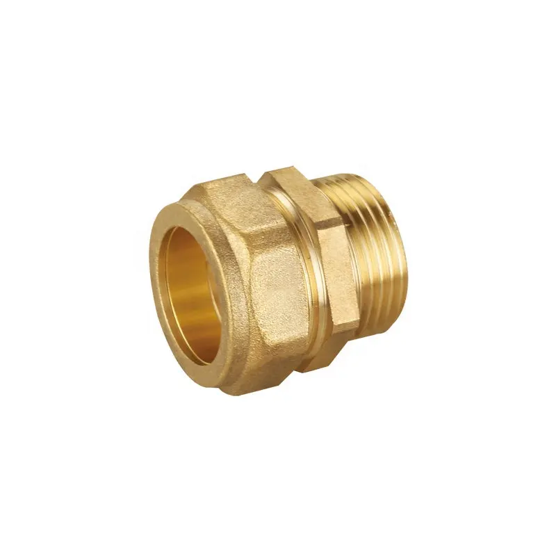 Acessórios de compressão de bronze para acoplador, acoplador macho de 15mm para tubo de cobre