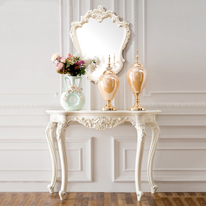 Antique Gold Silver Stroke White Cherry <strong>Brown</strong> Carved Furniture Console <strong>Table</strong> - Product Image 6