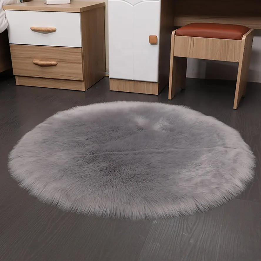 Karpet Bulu Domba Populer, Karpet Wol Selimut Melingkar dengan Harga Grosir Pabrik