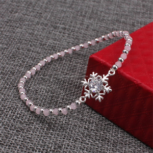festival Artículos Promocionales Pulsera Plateado <span class=keywords><strong>Cadena</strong></span> de Copo de nieve de Navidad de <span class=keywords><strong>La</strong></span> Joyería de <span class=keywords><strong>La</strong></span> Manera Del Grano - Product Image 4