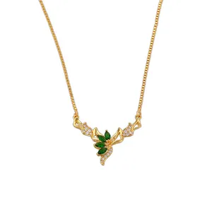 Xu平黄金 24k 吊坠吊坠类型珠宝绿色锆石项链为妇女
