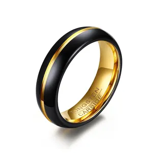 China Wolfraam Sieraden Fabriek Heren Trouwbanden Wolfraam Ringen Goud Zwart Verguld 6Mm