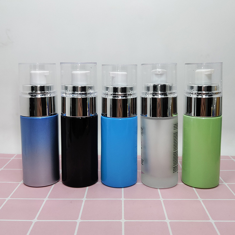 Serum Glass Bottle Custom Silk Printing Cosmetic Skincare Set Packaging Face Serum Body Lotion Pump Glass Bottle