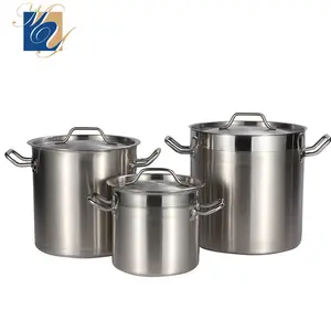 Potes de aço inoxidável, vasos de cozinha comercial grandes com tampa