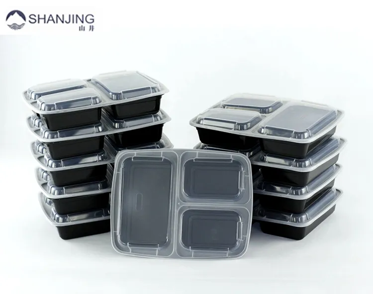 Contenedores de plástico para almacenamiento de alimentos, compartimiento de comida prep3 con tapas herméticas, microondas, caja Bento de 36oz, sin BPA