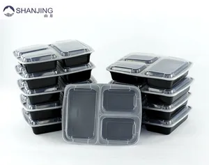 מכירה לוהטת פלסטיק מזון אחסון מכולות ארוחת Prep3 תא עם מכסים אטומים, מיקרוגל, 36oz בנטו תיבת Bpa חינם