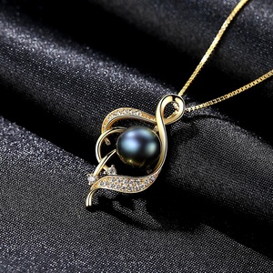 CZCITY 2026 Music Not Design Jewelry <strong>Necklace</strong> Paved CZ Crystal 925 Sterling Silver <strong>Black</strong> <strong>Pearl</strong> <strong>Necklace</strong> - Product Image 5