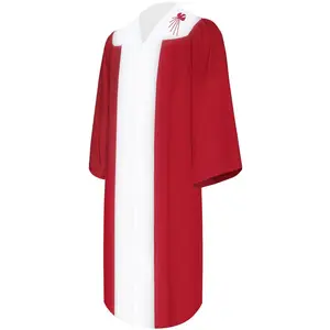 Kualitas Tinggi Custom Harmony Gereja Putih/Jubah Paduan Suara Merah dengan Cross