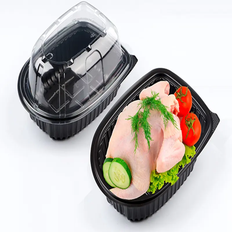 High Quality Factory Supply Roast Chicken Container Boxes with Handle Food Packing Disposable Lunch Box Carton Free PS Stamping