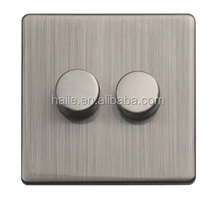 Metal N Range-interruttore dimmer a 2 gang Standard britannico 250W/400W, unipolare o doppio