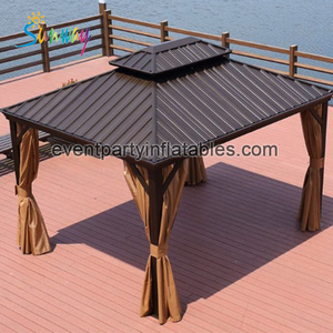 Gazebo extérieur en métal à cadre en aluminium, abri de jardin Pop up Gazebo 1 pièce étui de décoration extérieure en bois solide 5 ans - Product Image 6