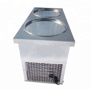 Rouleau de crème glacée frit fait à la main, poêle à steak Double rond en acier inoxydable, appareil en rouleau - Product Image 3