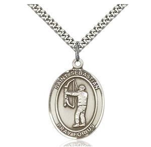 Colgante de medalla católica de plata antiguo bendecido personalizado - Product Image 1