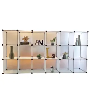 18 Cubes Organizer Cubby Shelving Plastic Storage ,DIY Modular Bookcase Closet System Cabinet