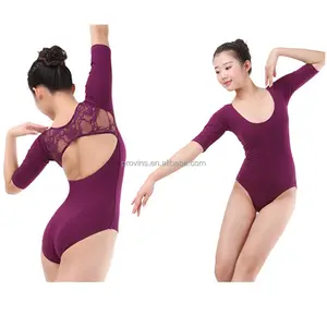 Dansgirl Short Sleeve Sexy Lace Open Back Women Ballet and Gymnastics Leotard