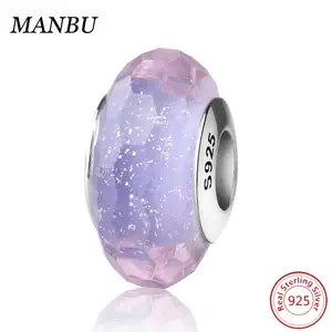 Perle di vetro di murano logo braccialetto di fascino 925 sterling silver jewelry 08025