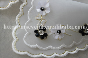 Collares <span class=keywords><strong>Collar</strong></span> de Cuello de piel desmontable estilos de cuentas de moda hilo de Organza de bordado de las mujeres, con oro de apoyo - Product Image 3