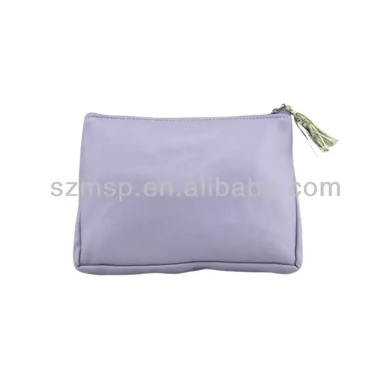 Fine pattern PU leather cosmetic pouch ,Napa leather tassel travel makeup toiletry pouch