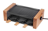 Gril électrique à raclette en fer durable pour 8 personnes, plaque amovible antiadhésive, contrôle de température réglable, poignée en bois, idéal pour l'extérieur et les hôtels