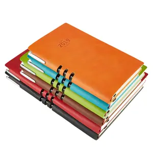 2022 agenda PU leather A6 calendar hard cover notebook with pen loop