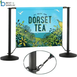 Outdoor cafe barrier banner/metalen menigte control barrières