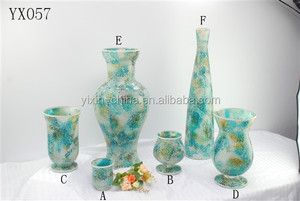 <span class=keywords><strong>Vase</strong></span> en <span class=keywords><strong>verre</strong></span> et cristal de luxe, 5 ensembles, <span class=keywords><strong>bleu</strong></span> clair, décoration d'intérieur artificielle, mosaïque craquelée, <span class=keywords><strong>vase</strong></span> à fleurs <span class=keywords><strong>bleu</strong></span> antique - Product Image 4
