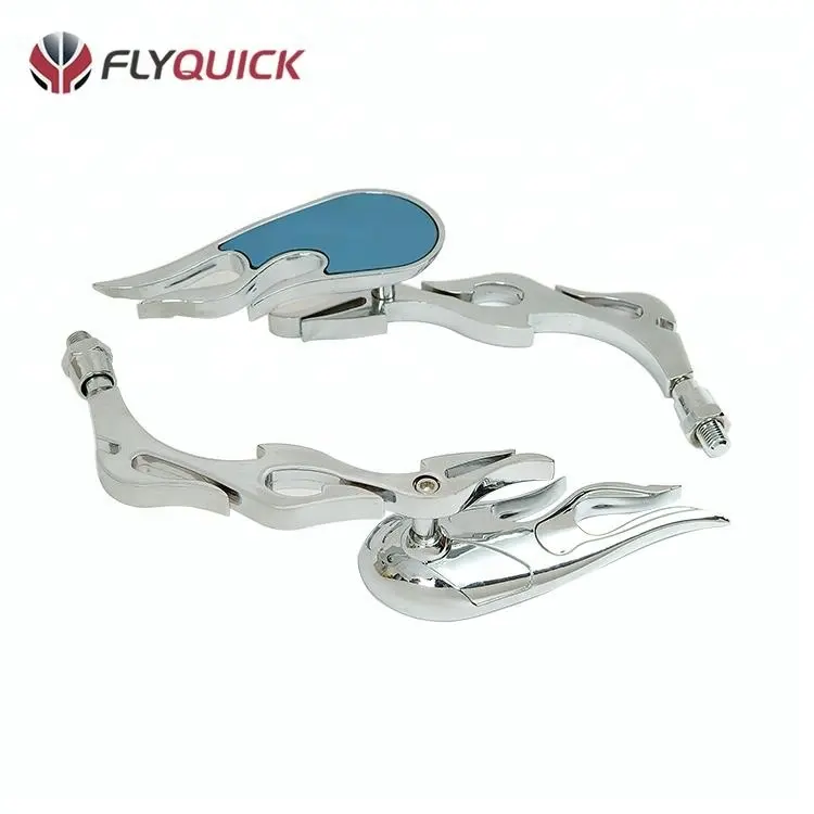 FLYQUICK Nero Universale Fiamma Moto Moto Chrome ABS Convesso Specchio Retrovisore