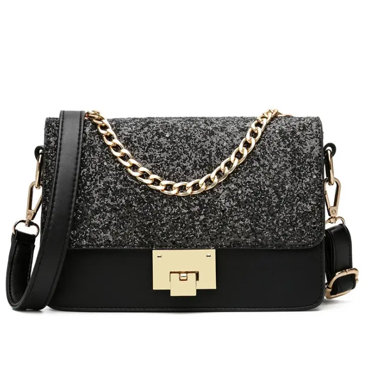 Fashion Shoulder Chain Purse Small Glitter Side Bag PU Leather Girls Glitter Shoulder Bag